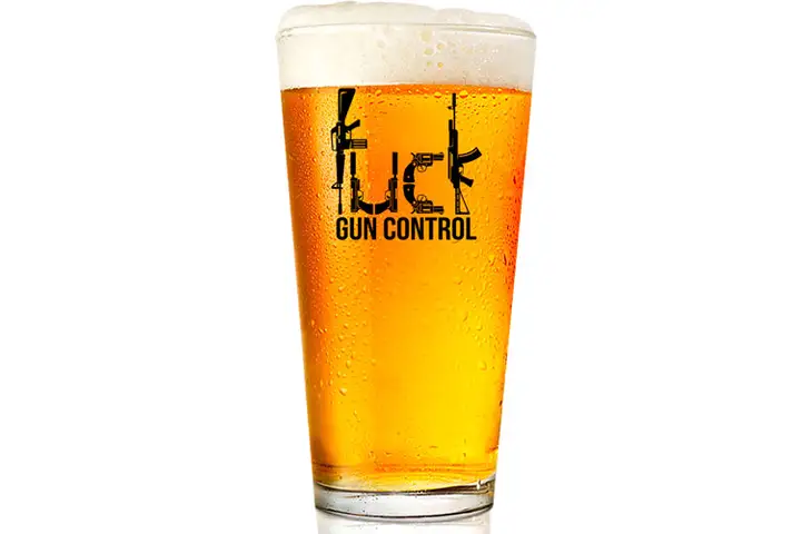 2 Monkey Trading F Gun Control Americana Pint Glass